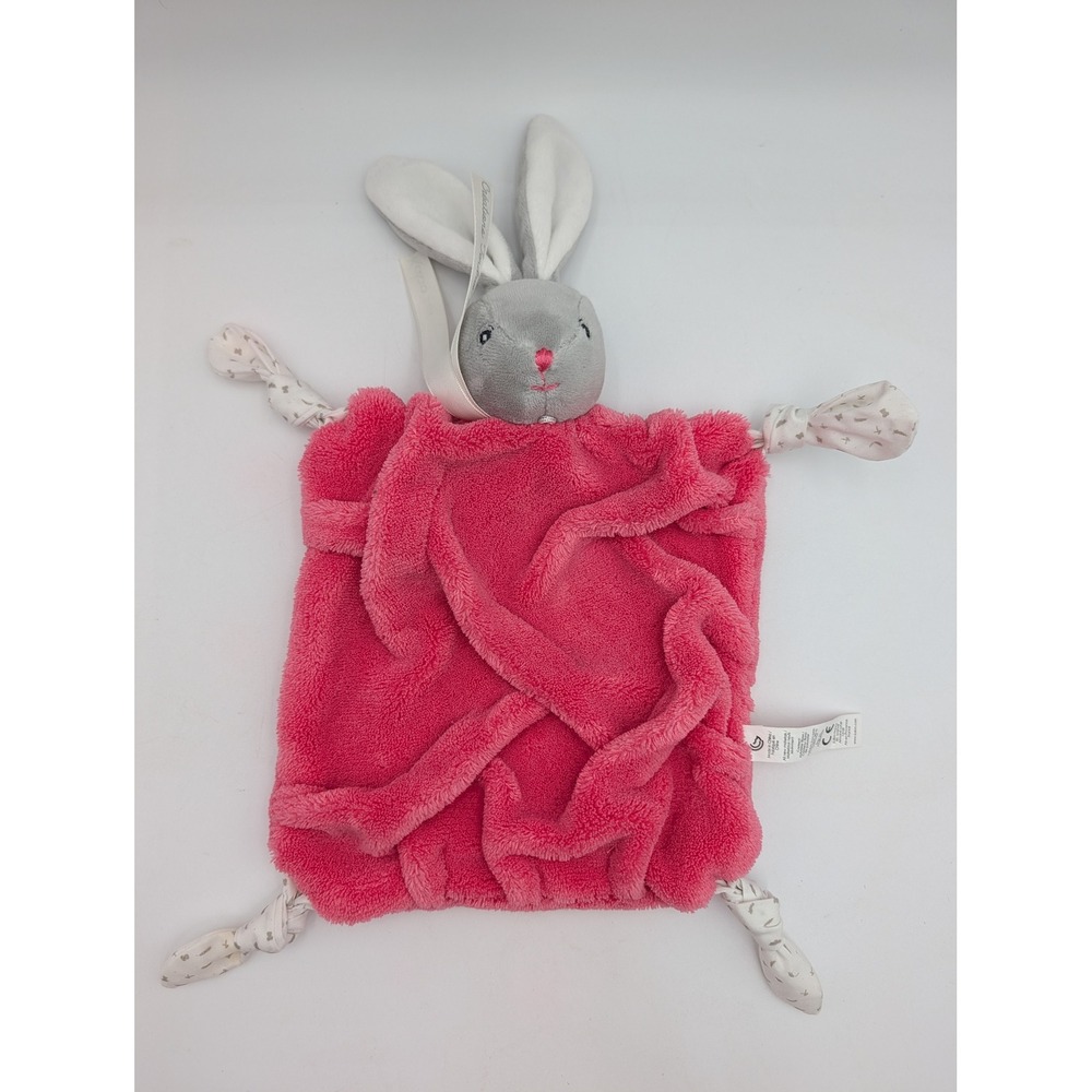 Kaloo Bunny Lovey Security Blanket Pink Grey Plush Knotted